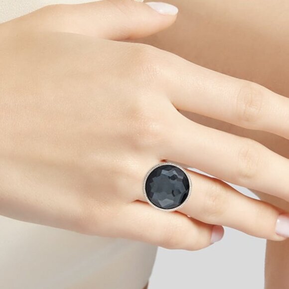 IPPOLITA DIAMOND 0.34 CTW & QUARTZ & HEMATINE SS DOUBLET STELLA COCKTAIL RING - Picture 7 of 8